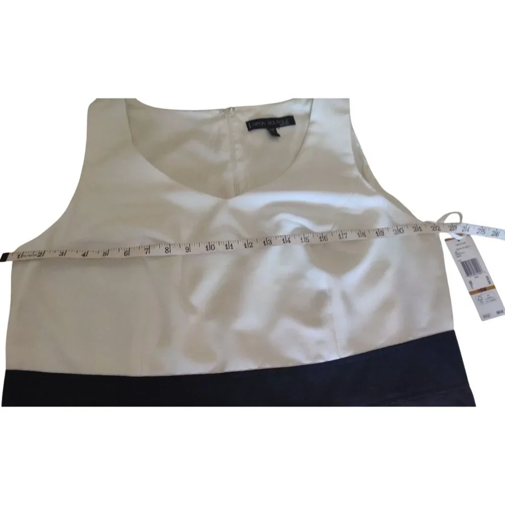 Nipon Boutique Women's 16W Colorblock Sleeveless Sheath Dress In Chocolate/White - Picture 14 of 15